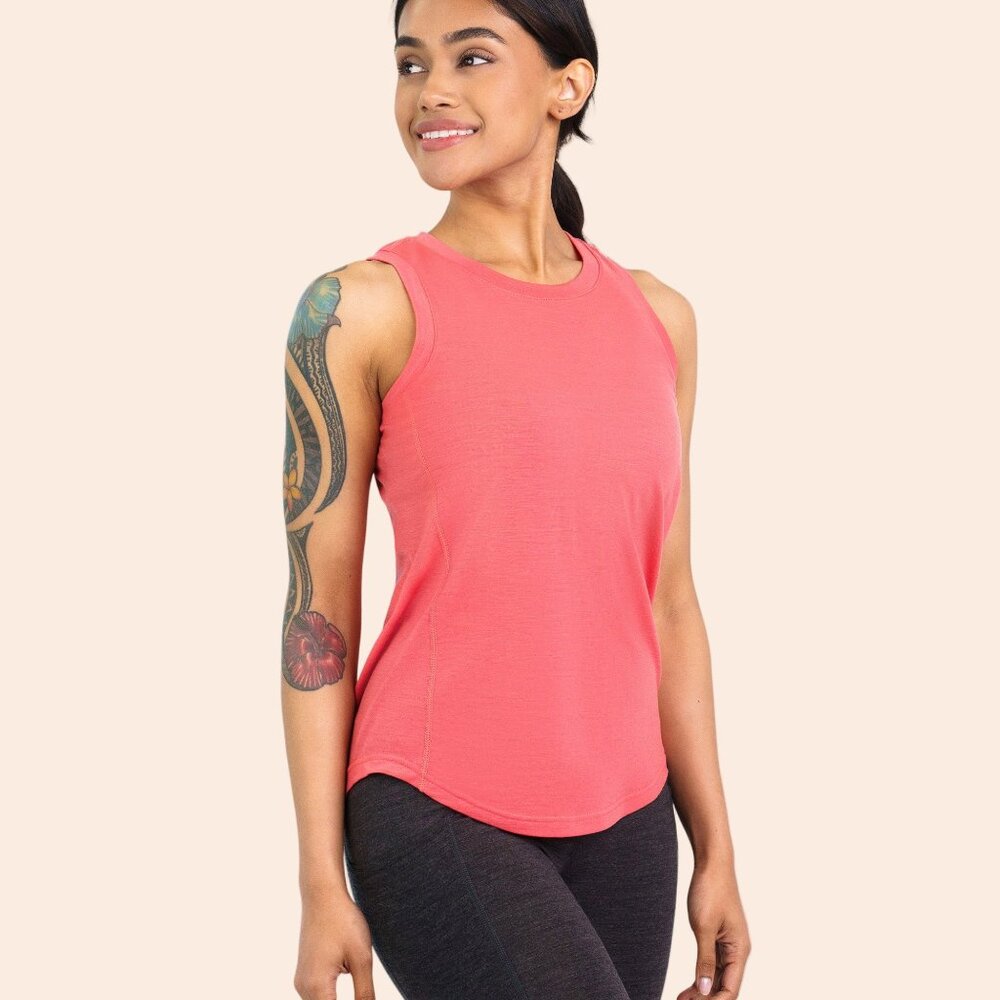 XXL Woolly Clothing Co. Merino Wool Crew Tank in Wild Rose